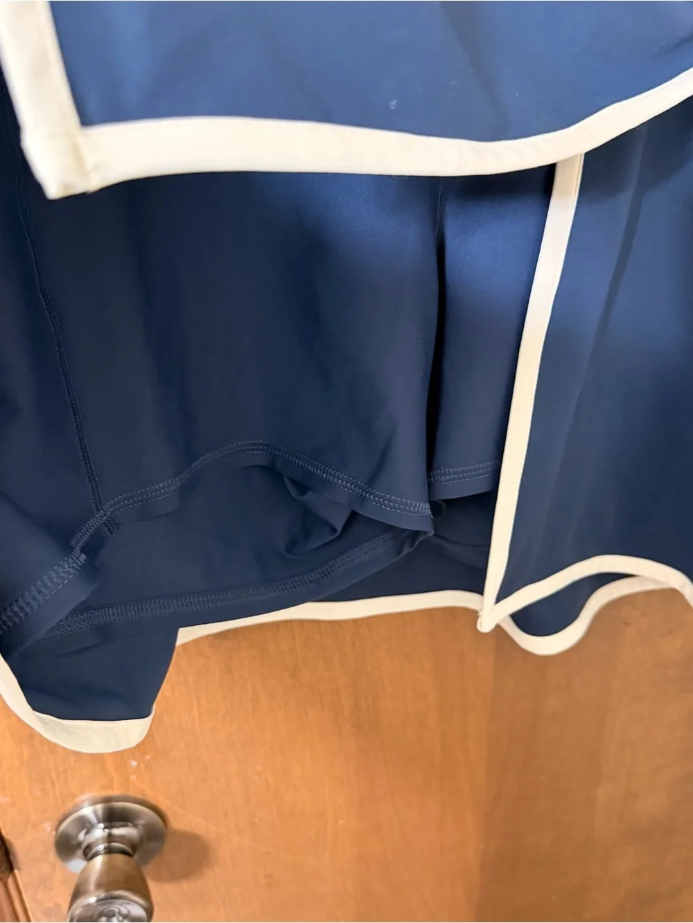 Old Navy 2X Navy Blue Faux Wrap Powesoft Skort with White Piping